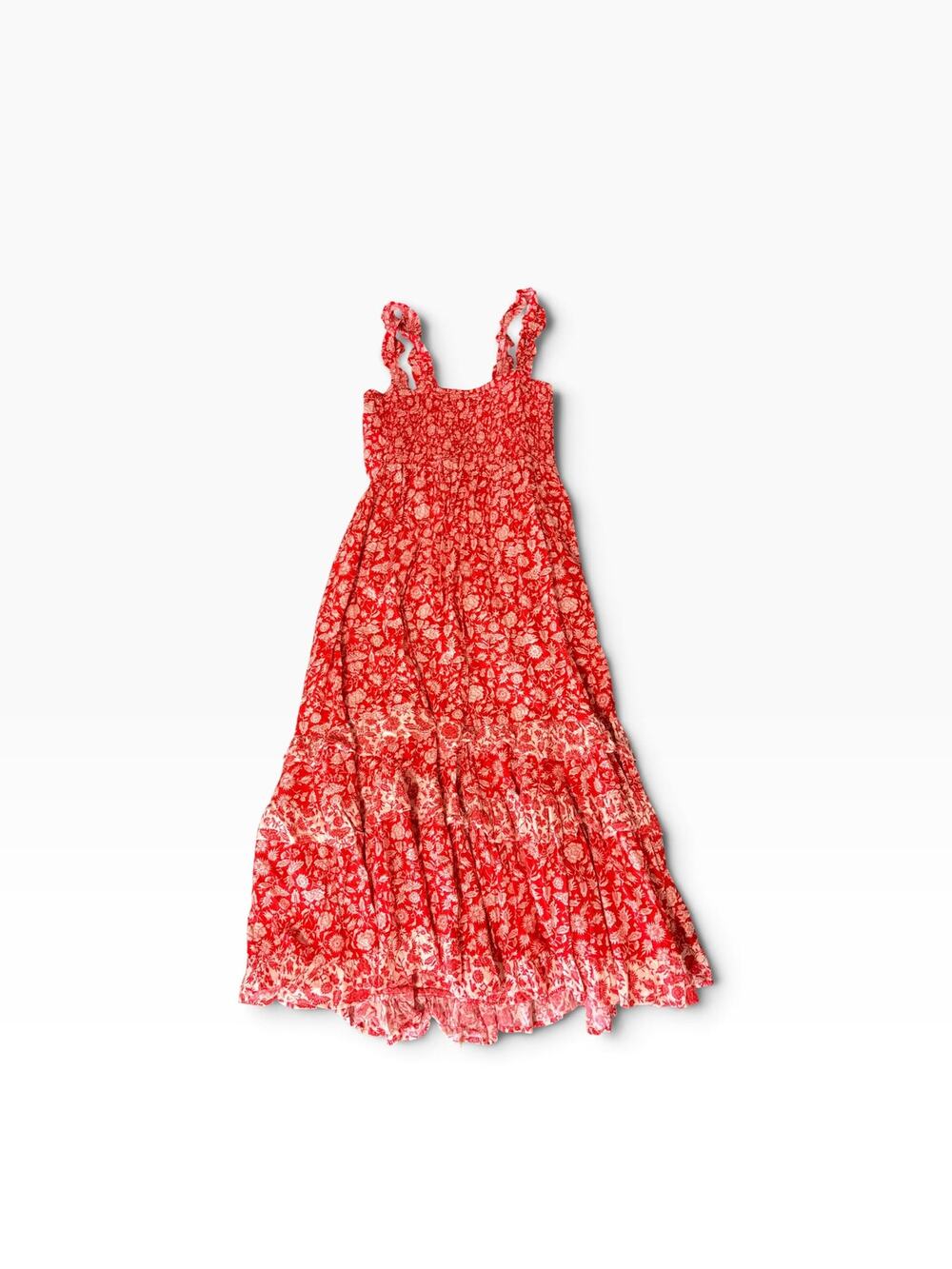 Universal Thread Red Floral Smocked Tiered Maxi Dress
